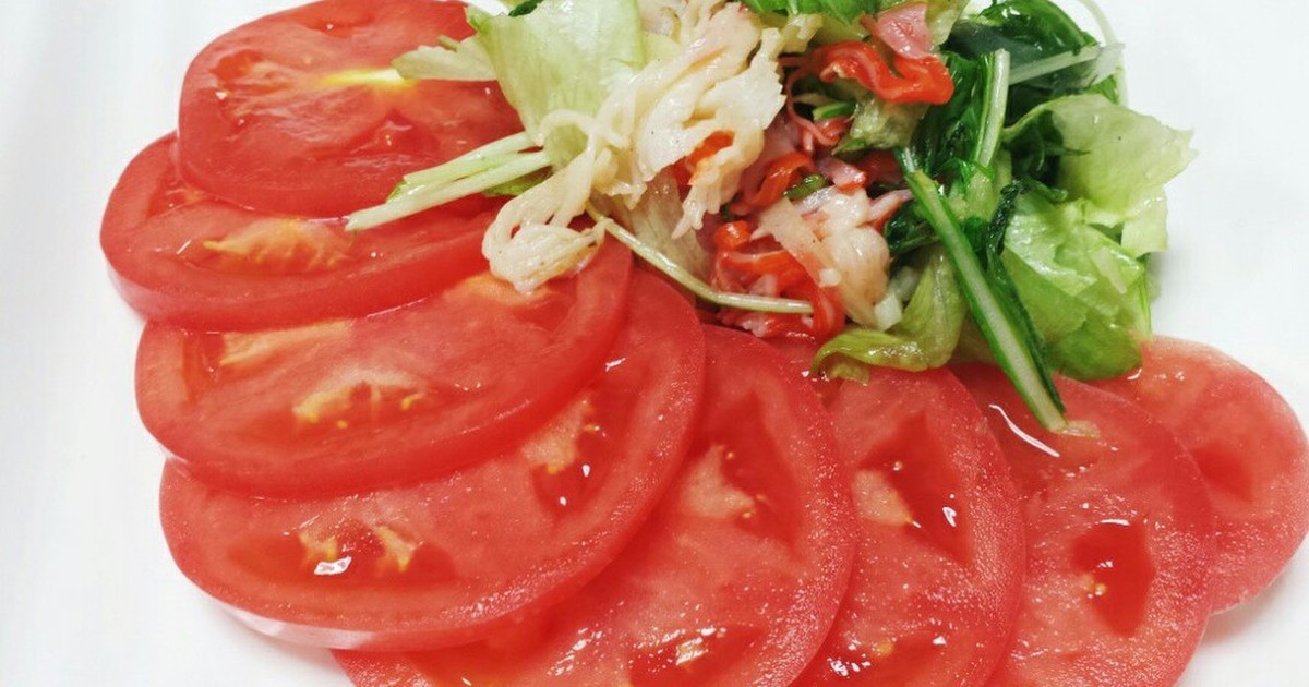 トマトスライス 水菜のペペロンチーノのせ レシピ 作り方 By ゆらのカフェレシピ クックパッド 簡単おいしいみんなのレシピが376万品