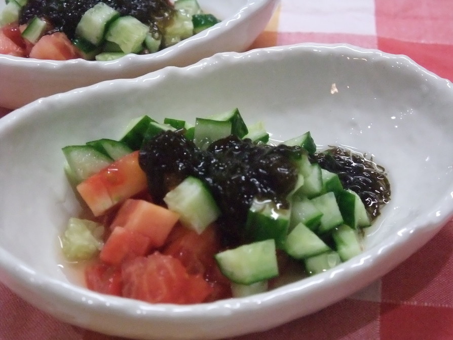 サイコロ野菜と✿もずく酢♥の画像