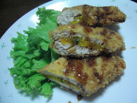 サクッホクッ♪ささみのかぼちゃはさみ揚げ