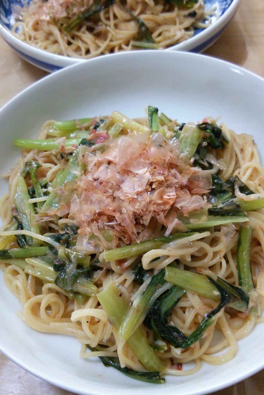 小松菜としらすのパスタ 梅マヨ風味の画像