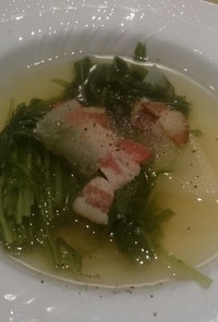 ♪大根とベーコン水菜スープ