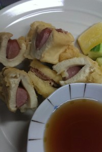 超節約 高野豆腐in ウインナーの天ぷら