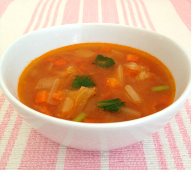 白菜トマト味噌スープの画像