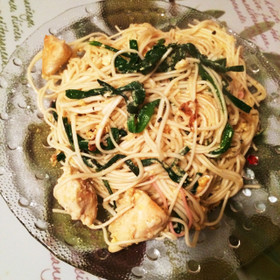 ニラとササミの素麺チャンプル♪