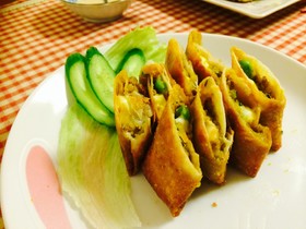 かぼちゃの煮物リメイク!カレー味の春巻き
