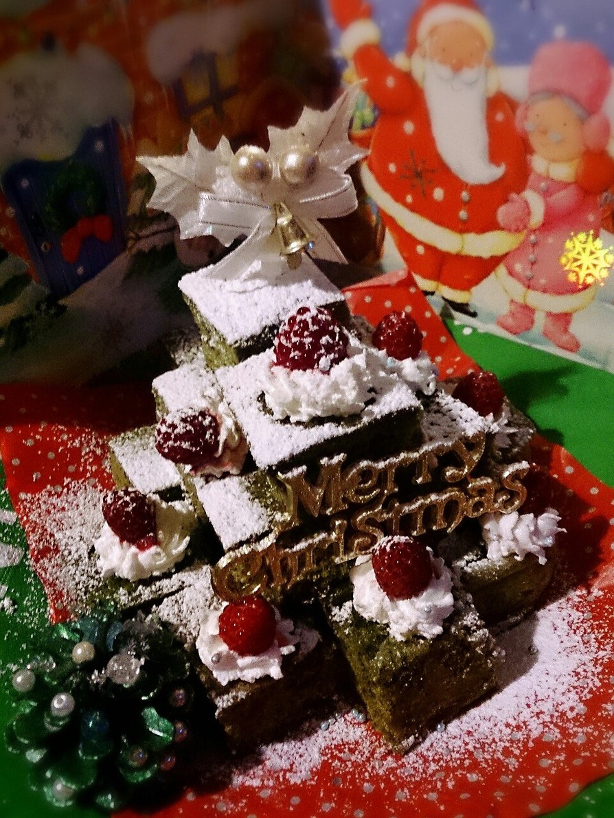 HMでつくる抹茶カステラクリスマスケーキの画像