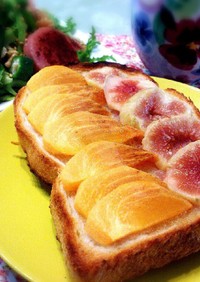 フルーツトースト☆柿とイチジク