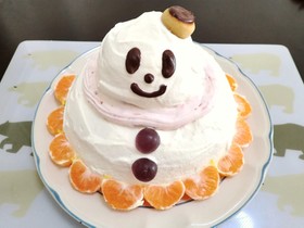クリスマスケーキ♪簡単!立体雪だるま^^