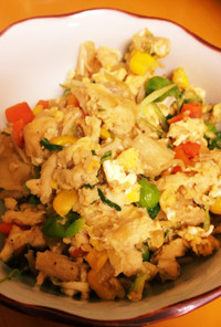 栄養満点余り野菜と凍り豆腐で炒り卵