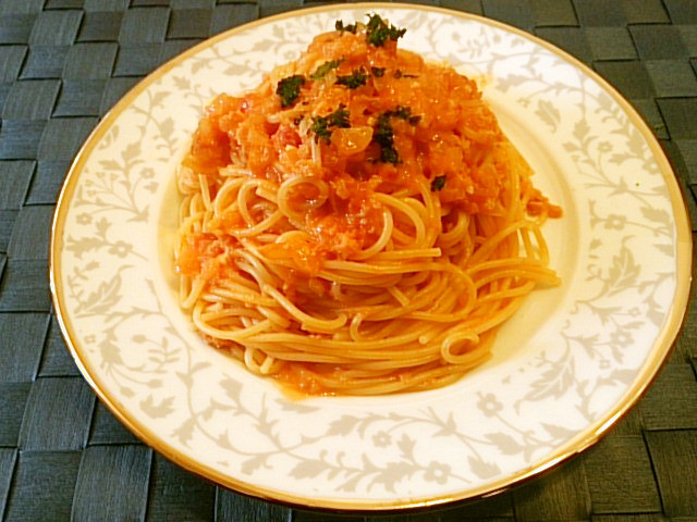 ◆簡単＆美味♡カニのトマトスパゲッティ◆