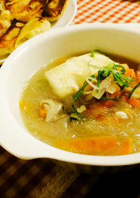 簡単！豆腐入りの春雨中華スープ