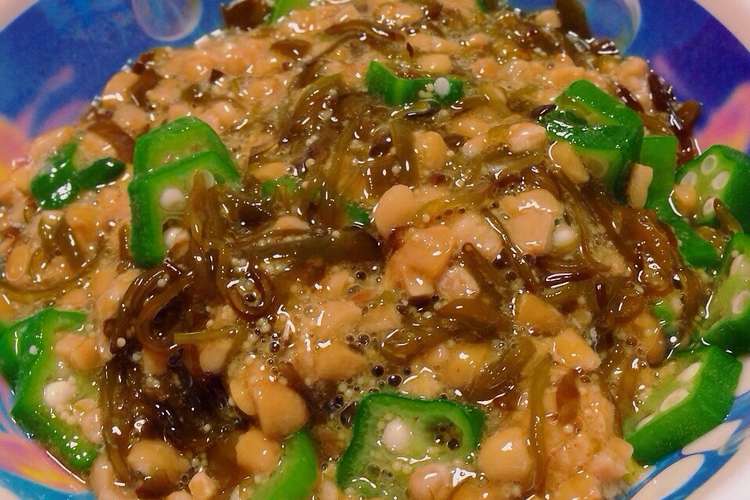 簡単 めかぶ納豆おくらのねばねばおつまみ レシピ 作り方 By ちゃろげ クックパッド