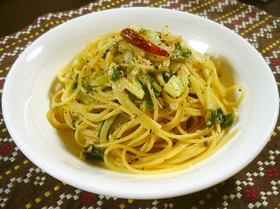 葉ネギと白菜・ツナの和風パスタ