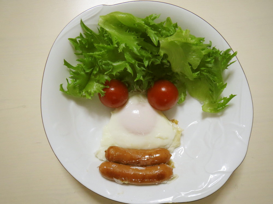 野菜と卵とソーセージで流れるパーマさんの画像