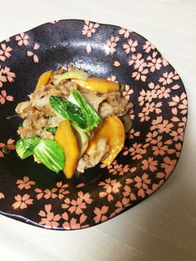 簡単♡柿と豚肉のオイスターソース炒め