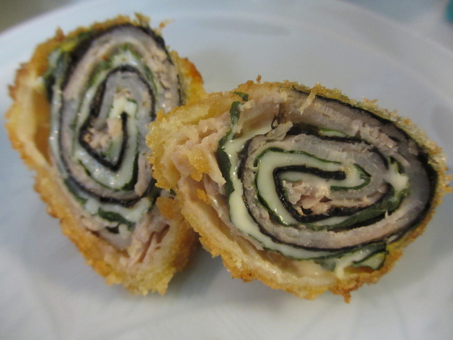 弁当　くるくる豚肉紫蘇海苔チーズ揚げ巻きの画像