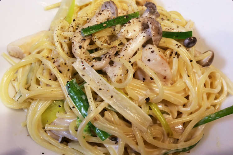 美味 鶏肉とネギの柚子胡椒クリームパスタ レシピ 作り方 By mizu クックパッド 簡単おいしいみんなのレシピが371万品