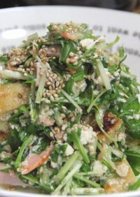 鍋の材料で水菜サラダ