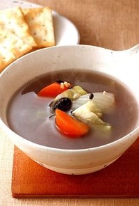 水炊きスープでつくる、雑穀ヘルシースープ