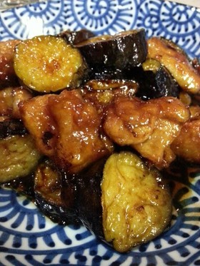 鶏肉と茄子の甘辛炒め