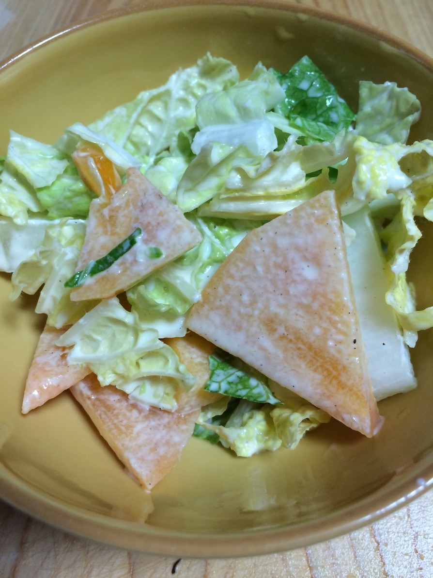 男の手料理♪富有柿と白菜deサラダの画像
