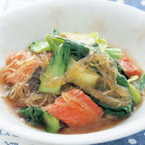 青梗菜と鮭のスープ煮