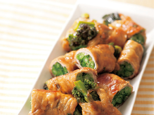 菜の花の豚肉巻き焼き