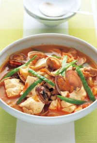 豆腐とあさりの韓国風スープ煮