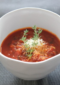 イタリア風☆トマトと黒オリーブのスープ