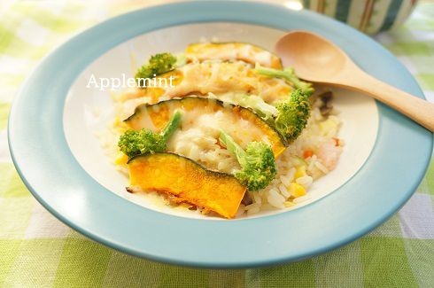 のせピラ南瓜とブロッコリーのチーズ焼きの画像