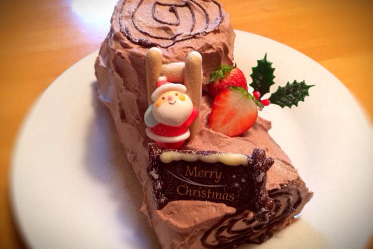 Xmasケーキ 可愛いブッシュドノエル レシピ 作り方 By のんちぇぶ クックパッド