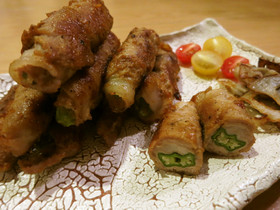 オクラの豚肉巻き マヌカ甘辛炒め