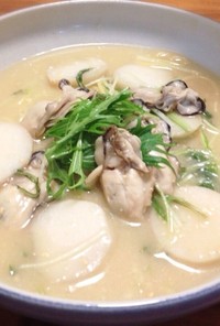牡蠣と里芋のスープパスタ☆味噌が決め手！