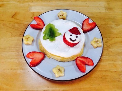 簡単♪フルーツ沢山クリスマスホットケーキの写真