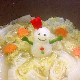 ミルフィーユ鍋♪雪だるまおろしアート