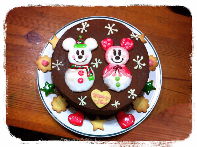 ミッキー ミニー  クリスマスケーキ  の画像