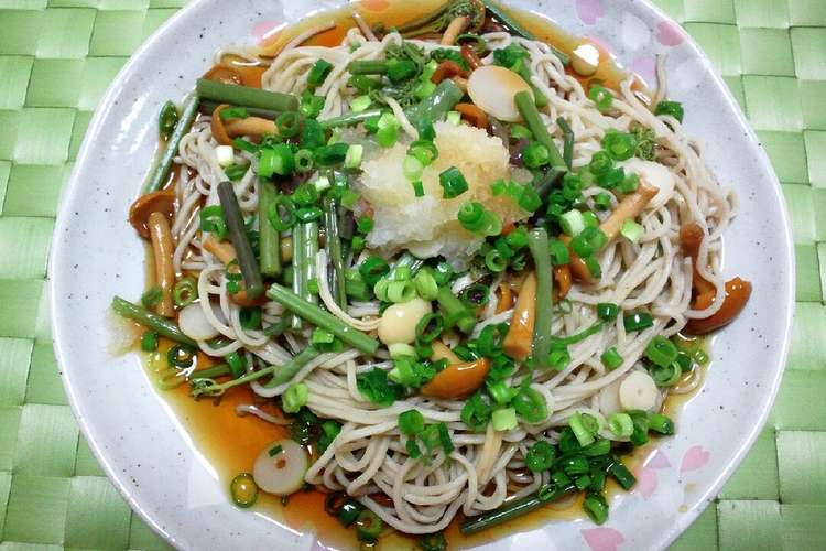 簡単ぶっかけ山菜おろし蕎麦 レシピ 作り方 By 料検１級 梅田さつき クックパッド