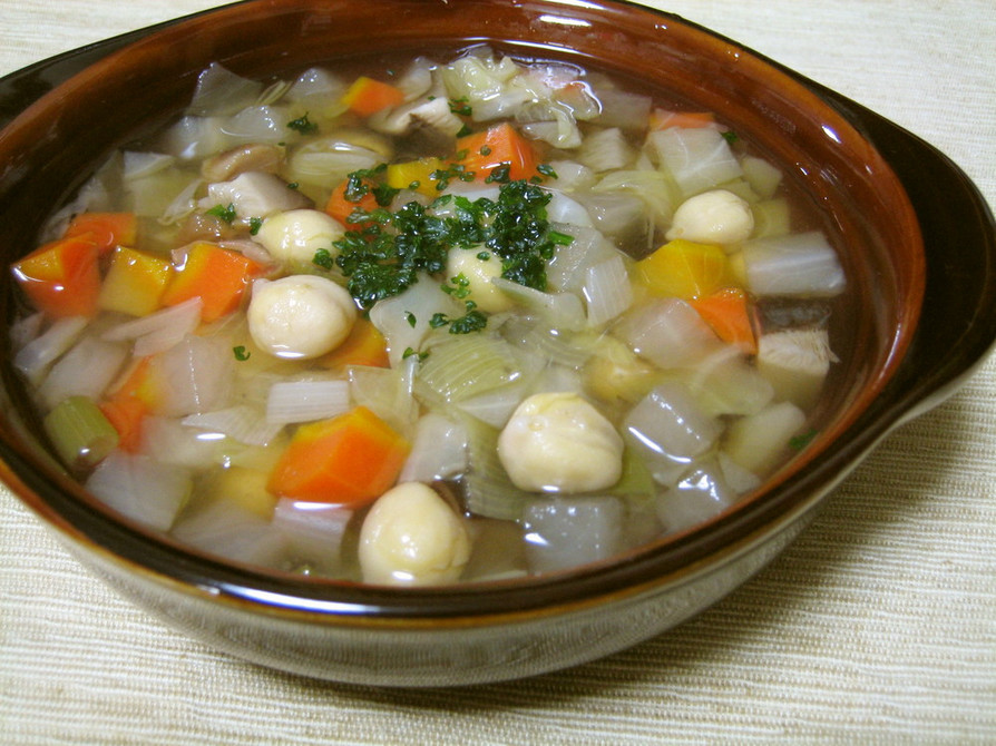 根菜とひよこ豆のあっさり和風スープの画像