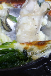 ストウブで牡蠣と白菜のグラタン