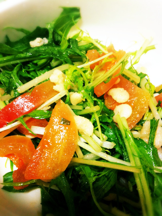 簡単！水菜とトマトの和風サラダの画像