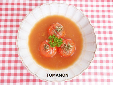簡単とまモンスープ★ハーブミニトマトの写真