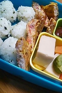 チビ冬の弁当*ミニかに玉