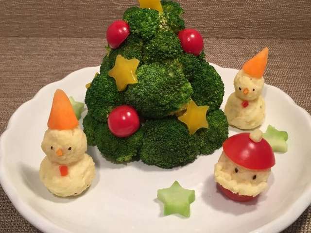 簡単クリスマスツリーサラダ サンタ付き レシピ 作り方 By 名波