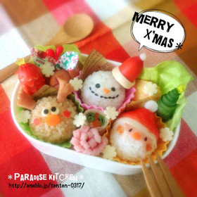 キャラ弁*簡単♪クリスマストリオ弁当