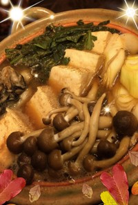牡蠣とレバーと野菜の味噌仕立て鍋