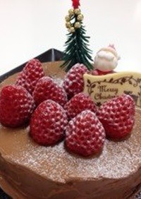 生チョコクリームのクリスマスケーキ
