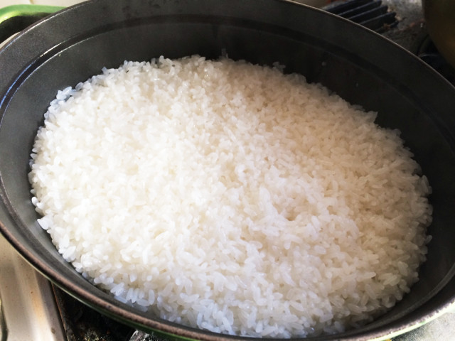 ストウブで餅米を炊く時の水の分量、炊き方の画像