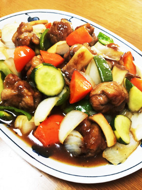 野菜たっぷり!豚コマのさっぱり酢豚醤油味
