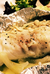簡単フライパン☆白身魚（タラ）ホイル焼き