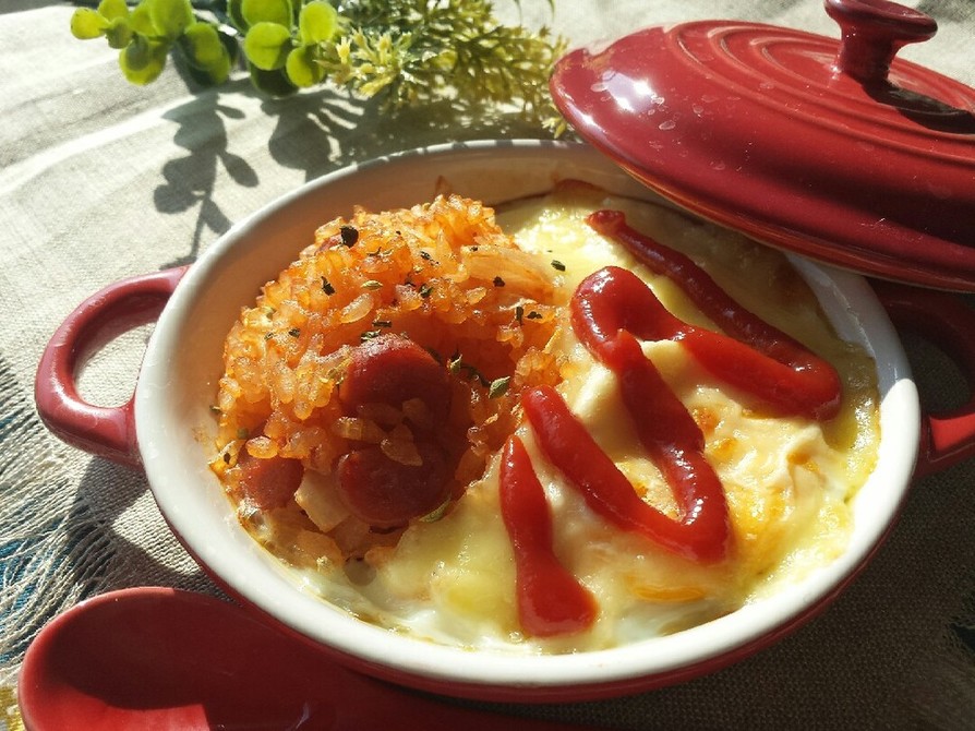5分で朝食♡チーズがトロリのオムココットの画像